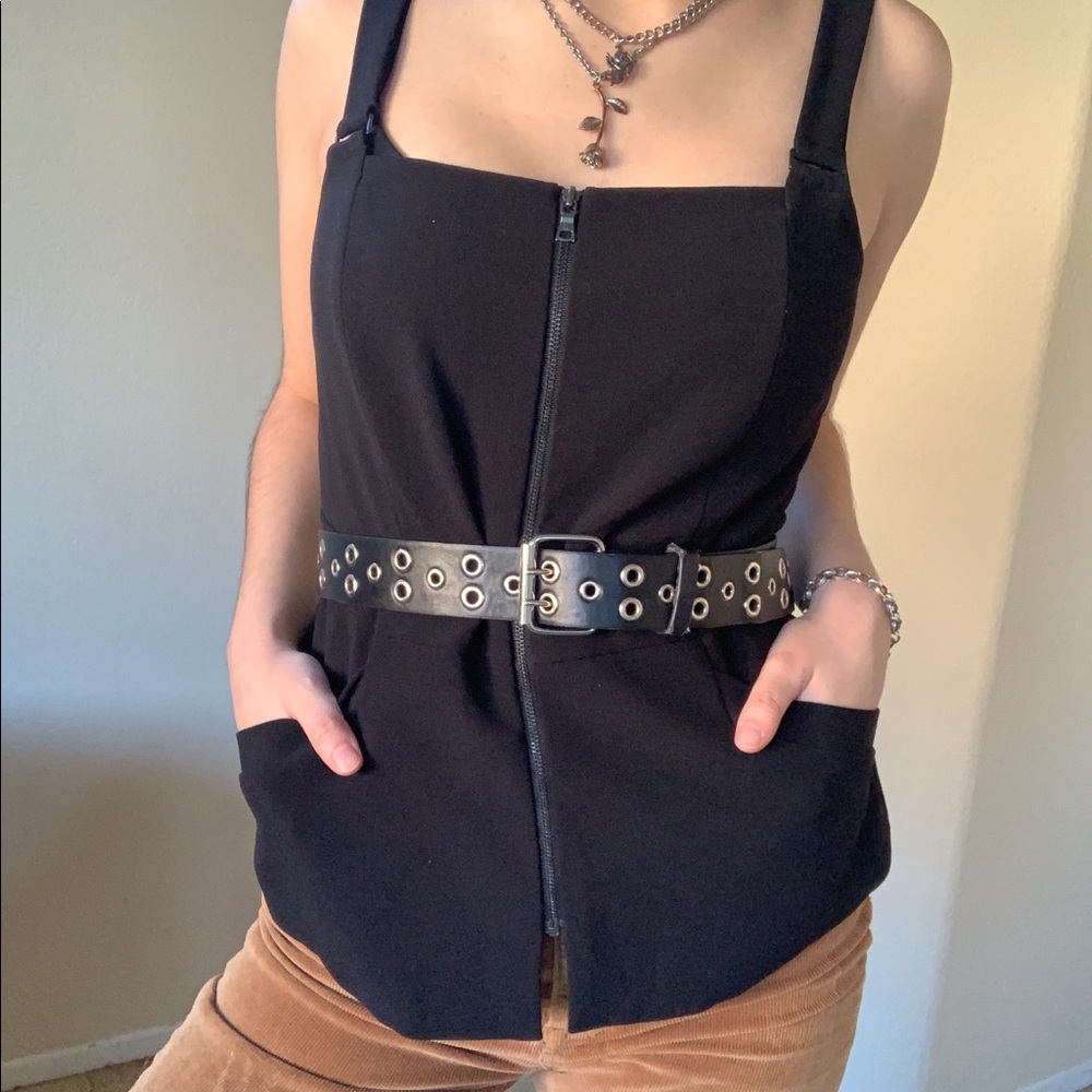 BCBG Zipup Top w/ Adjustable Straps